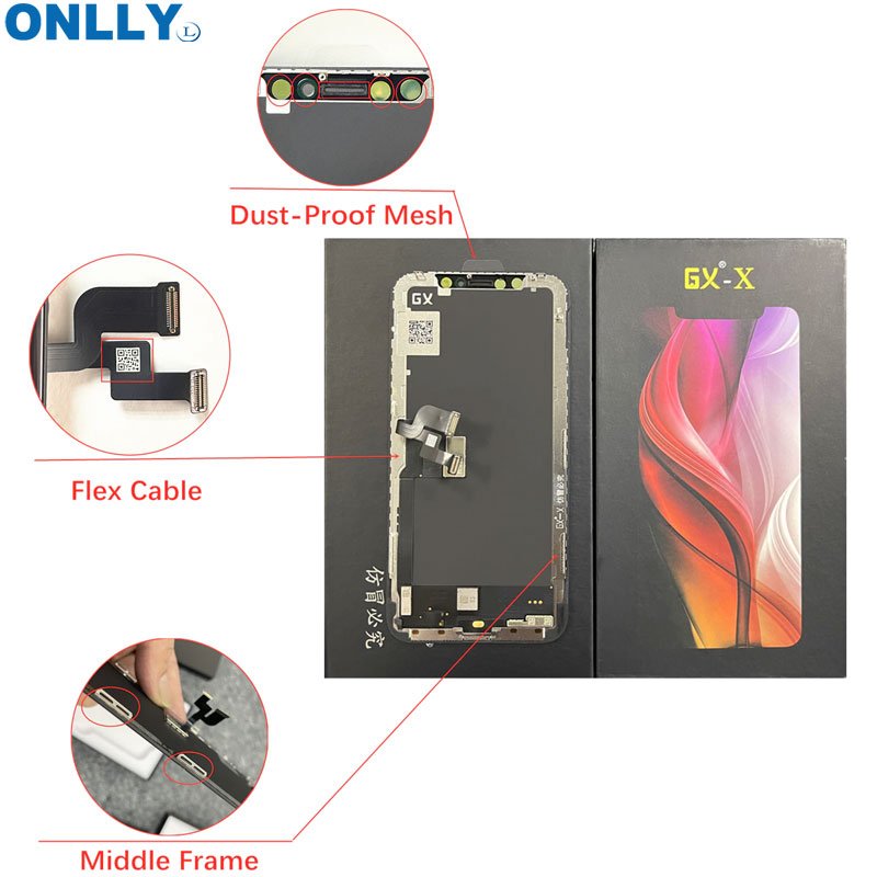 New version GX hard oled mobile phone lcd display replacement for iPhone X lcd with touch screen completed