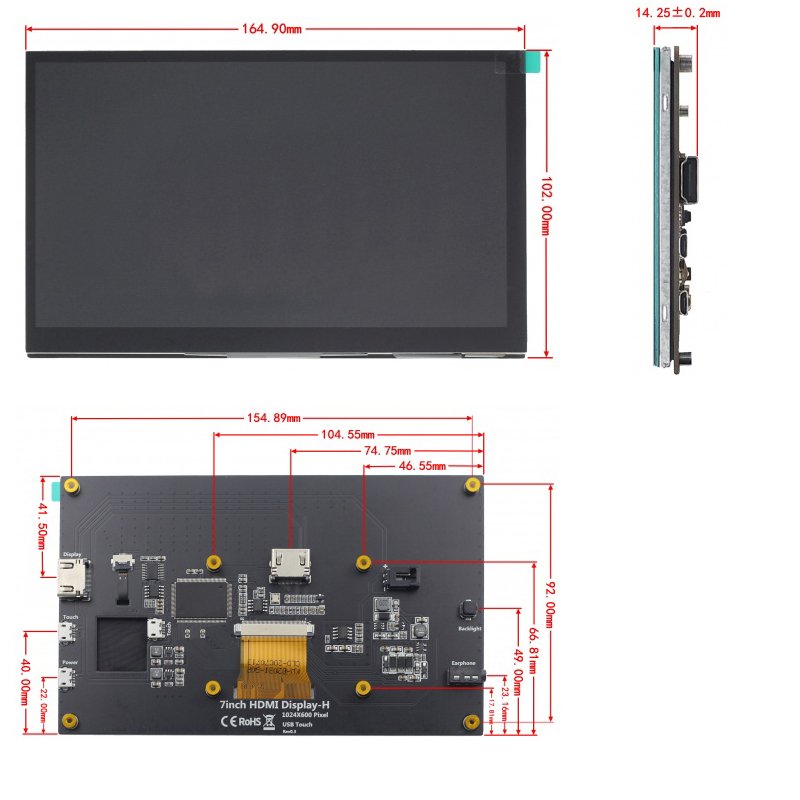 Raspberry Pi 7 Inch Touch Screen IPS 1024x600 HD LCD Display For Raspberry Pi 4 Model B Jetson Nano PC