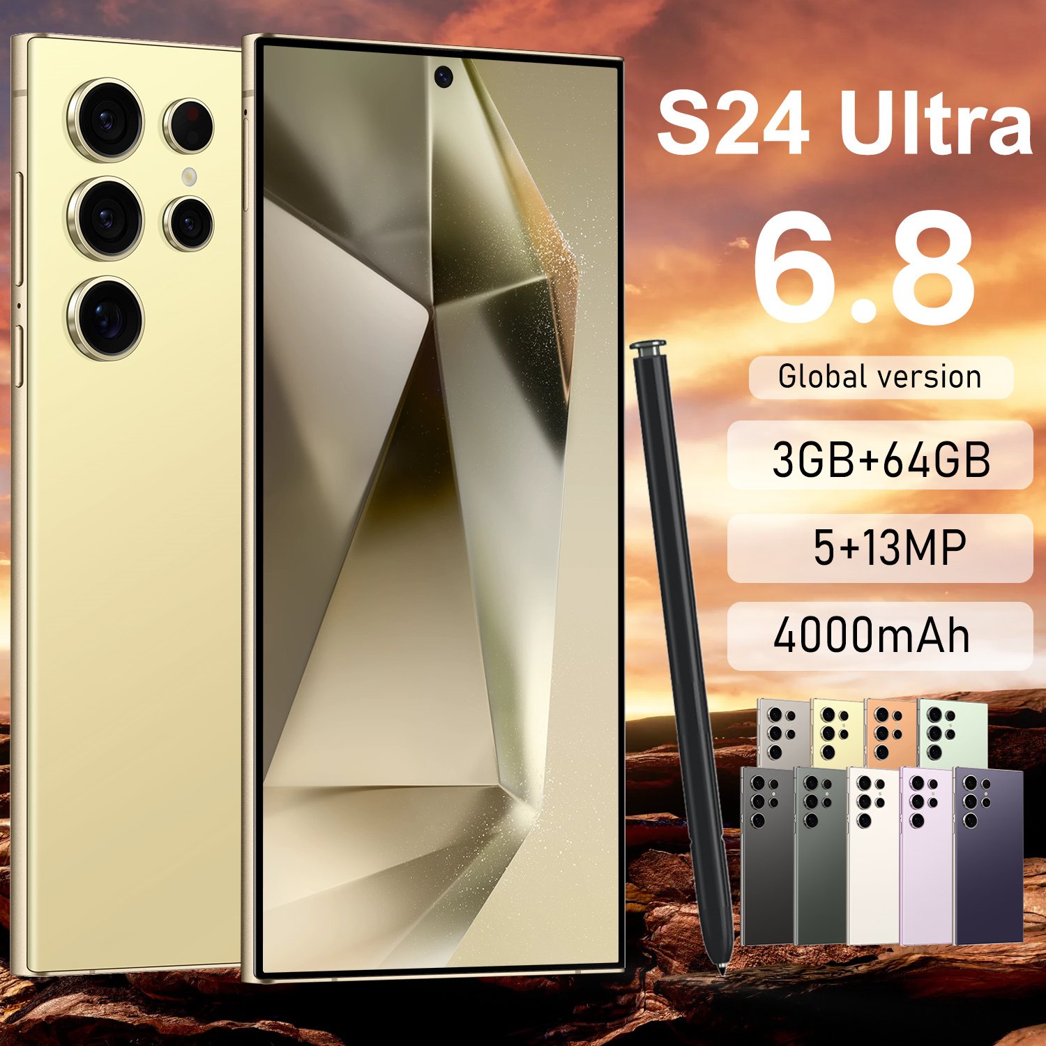 Smartphone s24 ultra 3+64GB 4G/5G dual SIM dual mobile HD screen video calling, AI smartphone