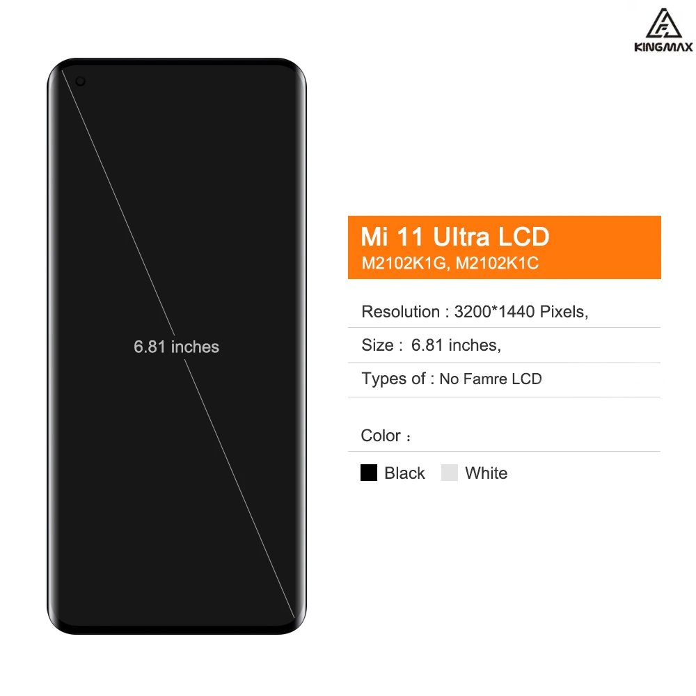 Original AMOLED Screen for Xiaomi Mi 11 Ultra LCD Display Xiaomi11 Ultra Touch Screen Replacement M2102K1G M2102K1C OLED Display