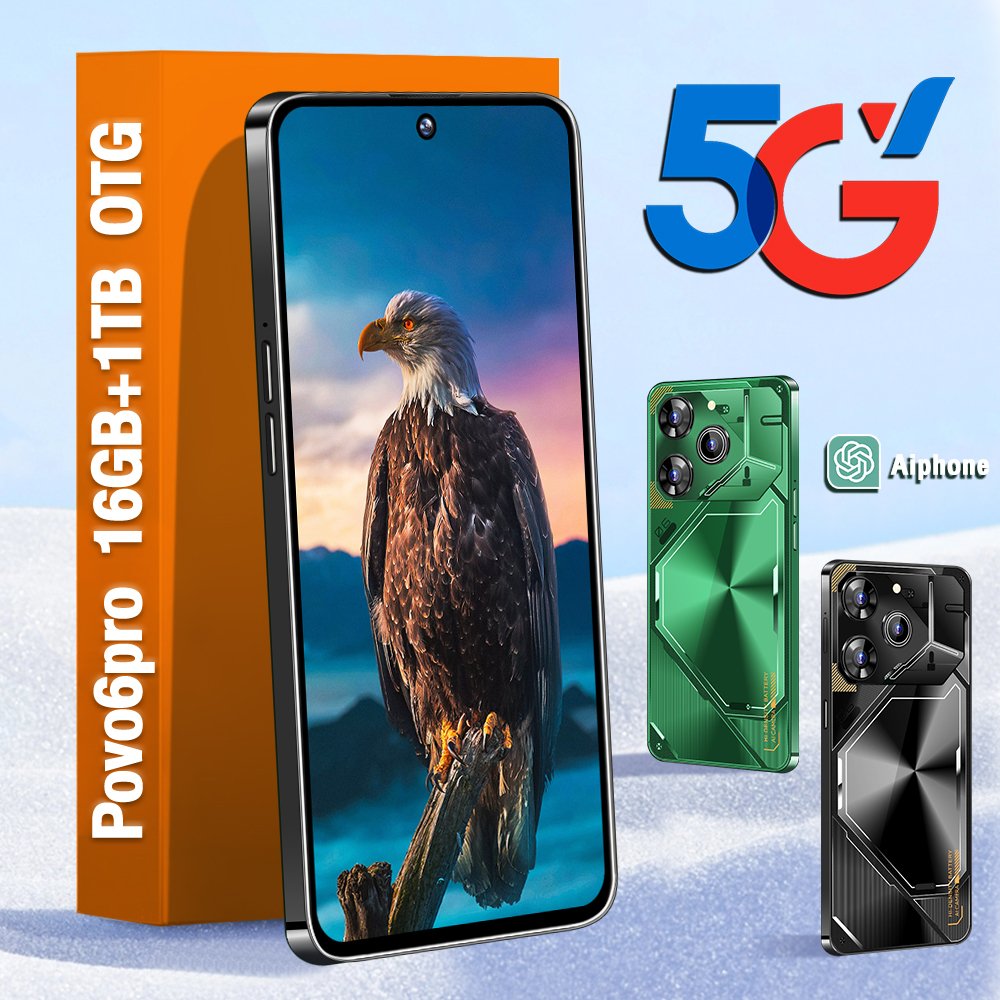 Slimoro Original Phone Mobile Povo 6 Pro 1TB Cheap Phone Smartphone Telefon Gaming i15 16 Android Celular 5G Smartphone Celular