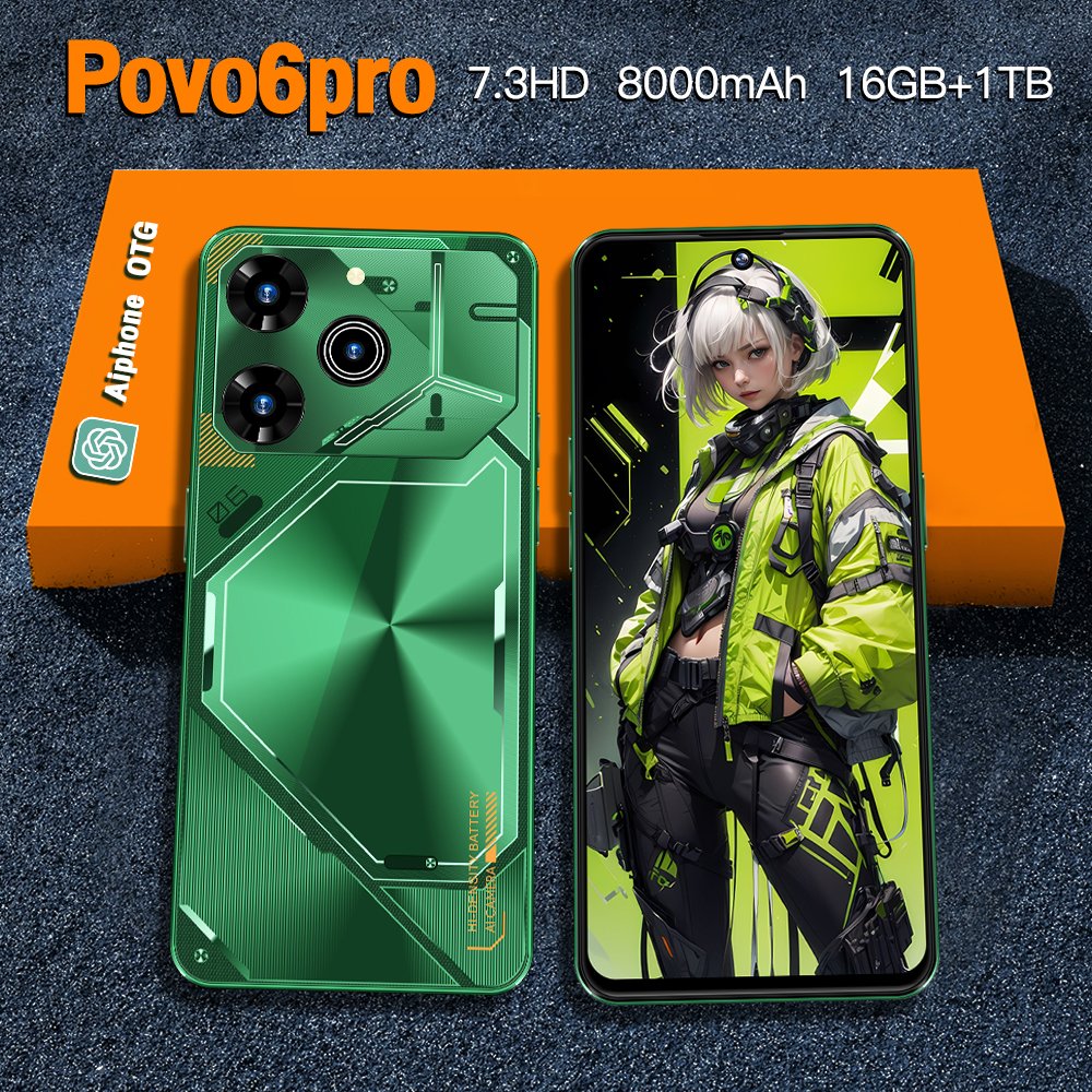 Slimoro Original Phone Mobile Povo 6 Pro 1TB Cheap Phone Smartphone Telefon Gaming i15 16 Android Celular 5G Smartphone Celular