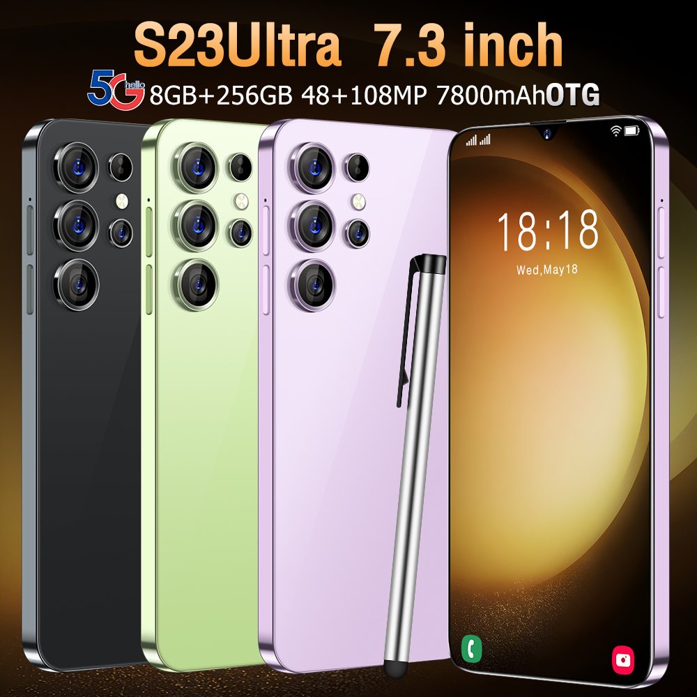 2024 Original 7.3 incell Android12 S23 S24 ultra phone Smartphone Mobile Phone Dual SIM Dimen Cell Gaming Phone smartphone