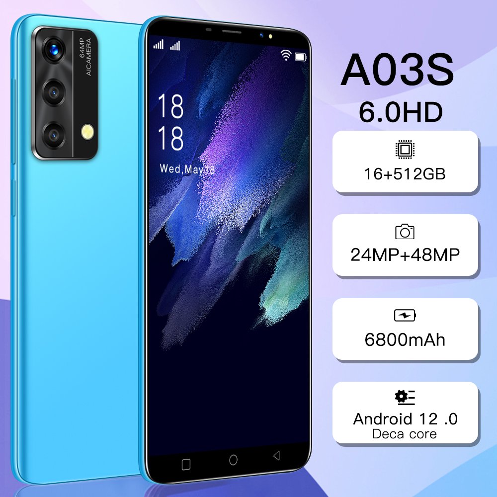 2024 Original Smart Phone 5G Medome Brand New Amsung Galaxay A03S 16G 512G 6.0in Mobile Phone Android Celular Telefon Low Price