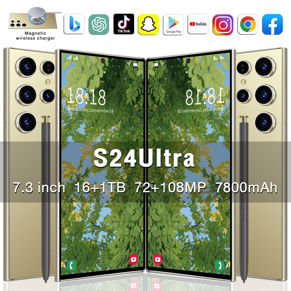 HX-Cellphone 0riginal S24 Ultra 16gb+1tb Smartphone 7.3inch Unlocked Dual Card 5g Phones Android 14.0 Mobile Phones