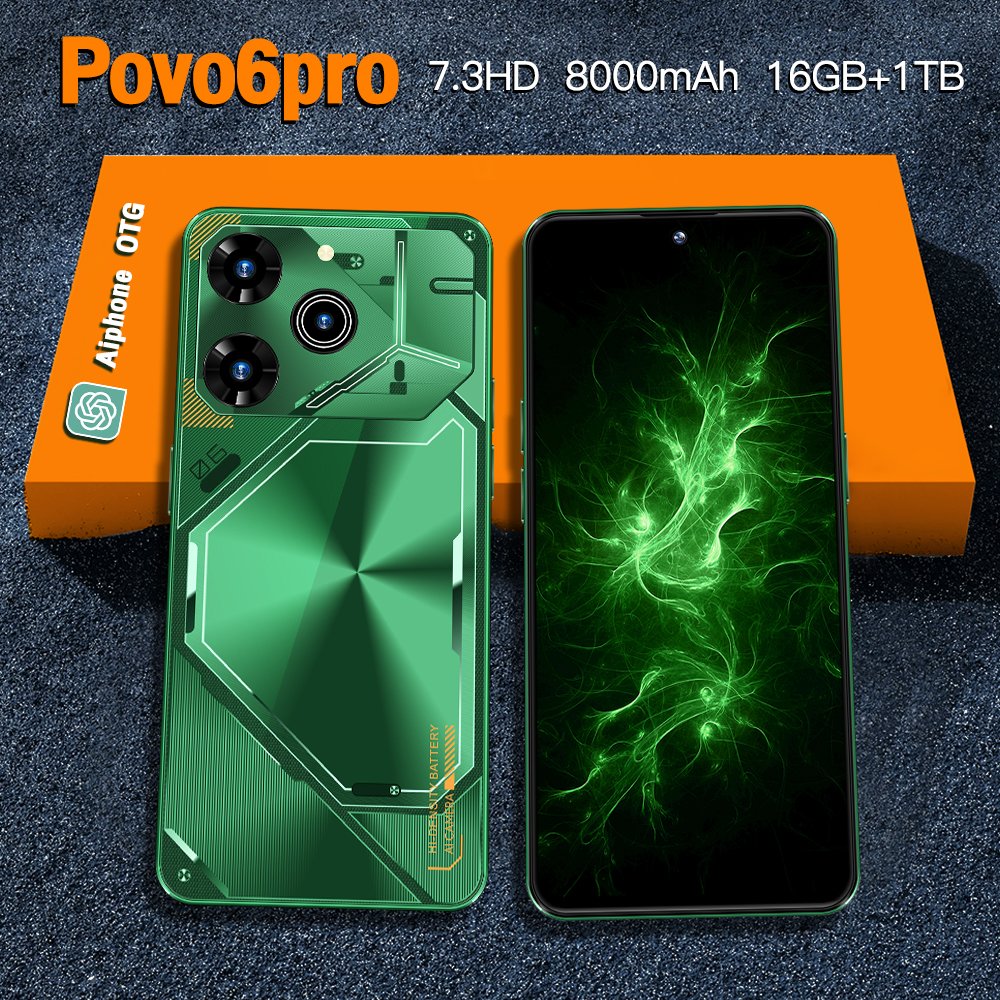 Slimoro Cell Phone Original Povo 6 Pro 1TB Smartphone Telefon Gaming i15 16 14 Android Mobil 5G Smartphone Mobile Phone Celular