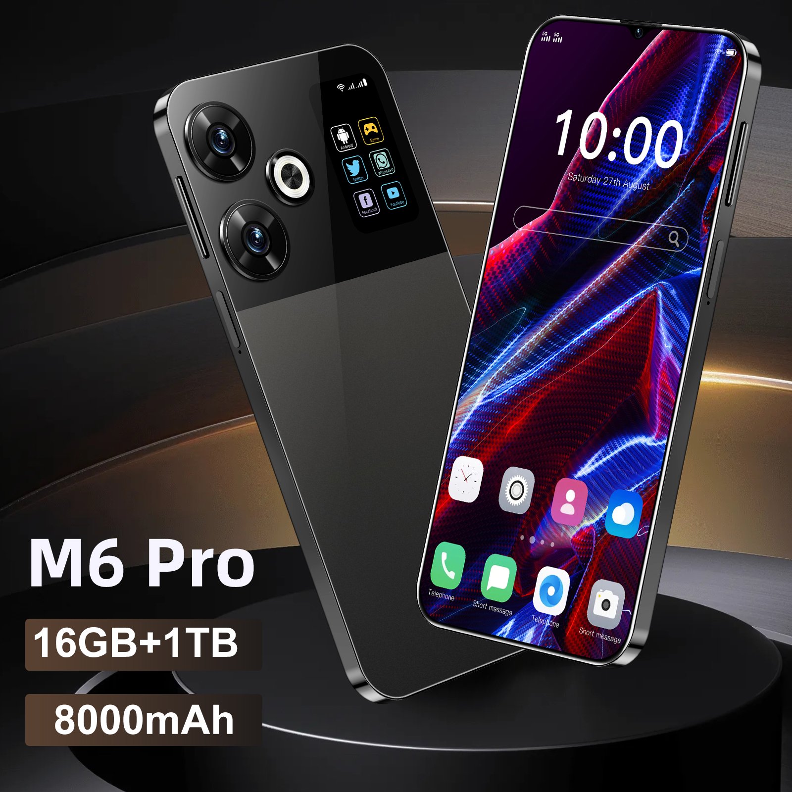 2024 Hot Sale M6 Pro Android 13 Smartphones Big Battery Wholesale 5G Cheap Mobile Phones with WCDMA Cellular