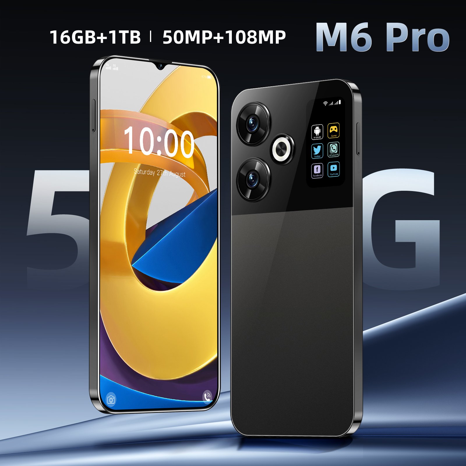 2024 Hot Sale M6 Pro Android 13 Smartphones Big Battery Wholesale 5G Cheap Mobile Phones with WCDMA Cellular