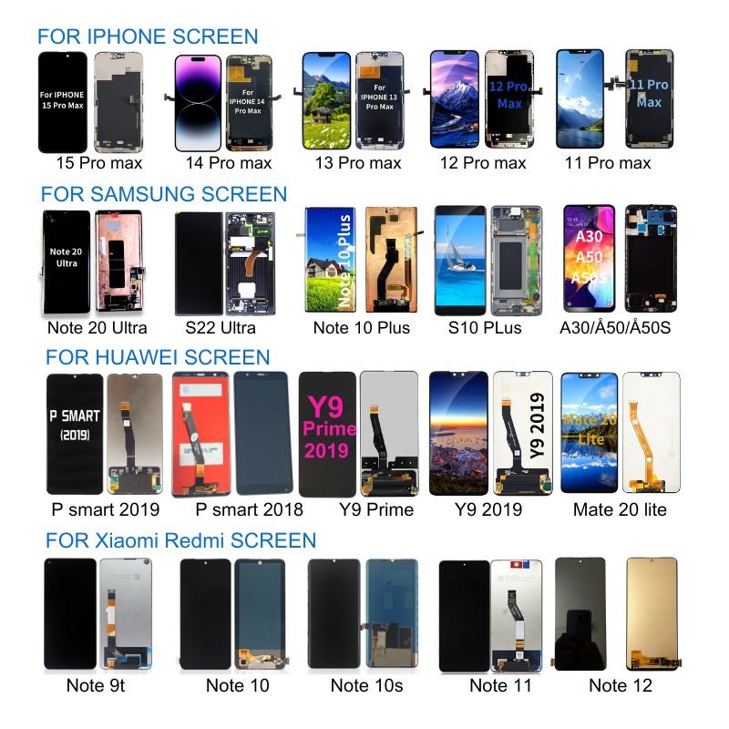 China Factory Mobile Phone Lcd Touch Screen Display Different Brands Model Complete Display Digitizer Mobile Lcds