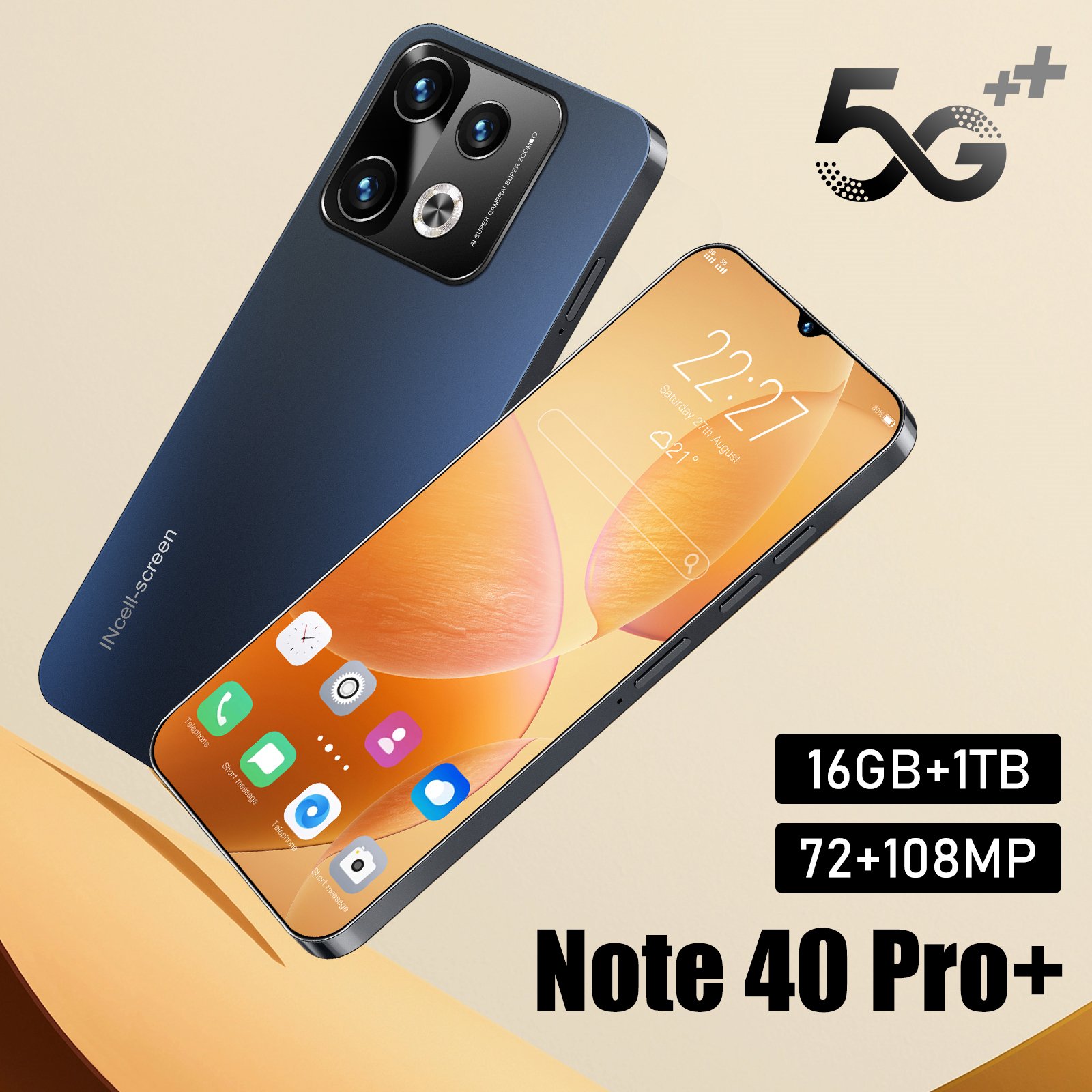 The cheapest Note 40 Pro+ 4g 5G phone Ultra-thin fully fitted incell screen 4G Global Edition dual SIM dual standby smartphone