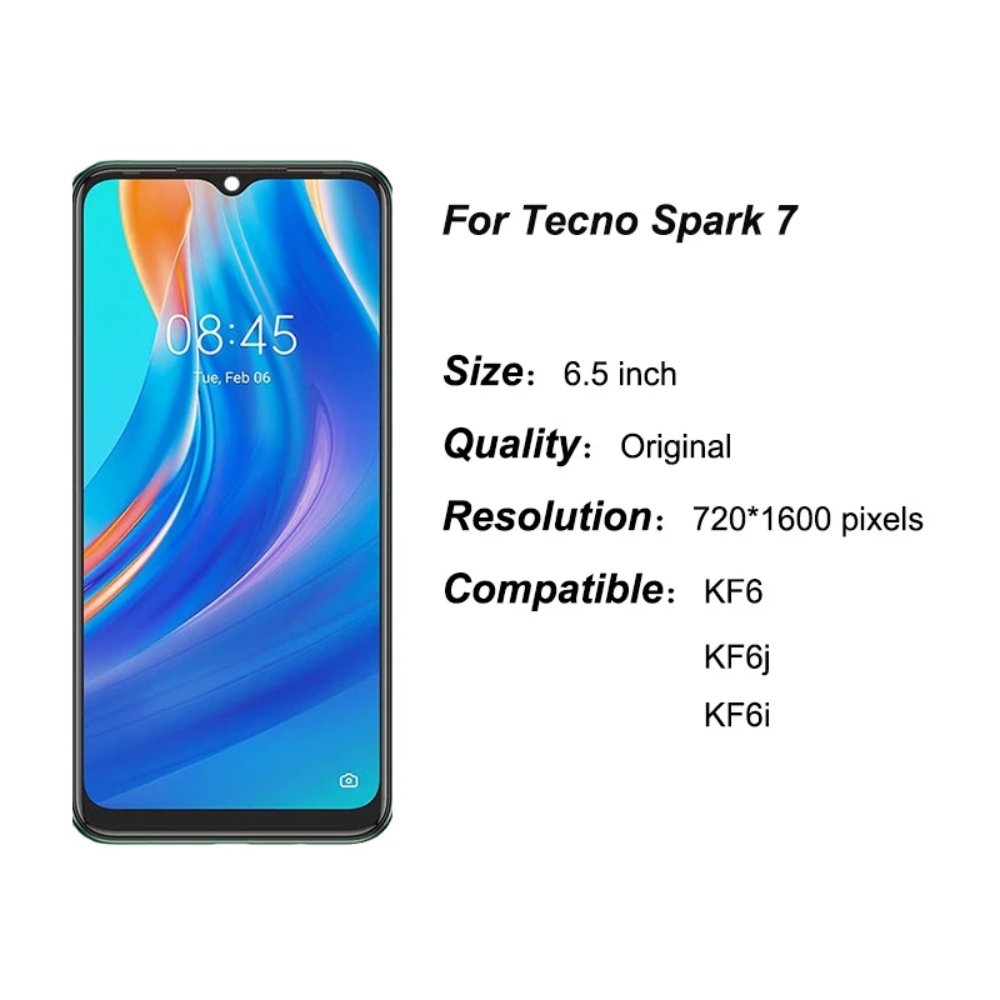 Mobile lcd display For Tecno spark 7 kf6j LCD Display Touch Panel Complete Cell Phone Screen Replacement for Tecno Infinix Itel