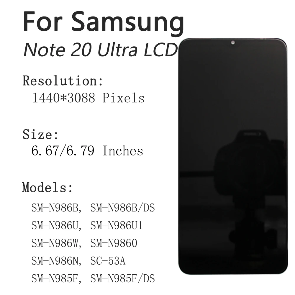for Samsung Galaxy Note 20 Ultra Tested with Frame Mobile Phone OLED Lcds Display Touch Screen Replacement Factory Wholesale