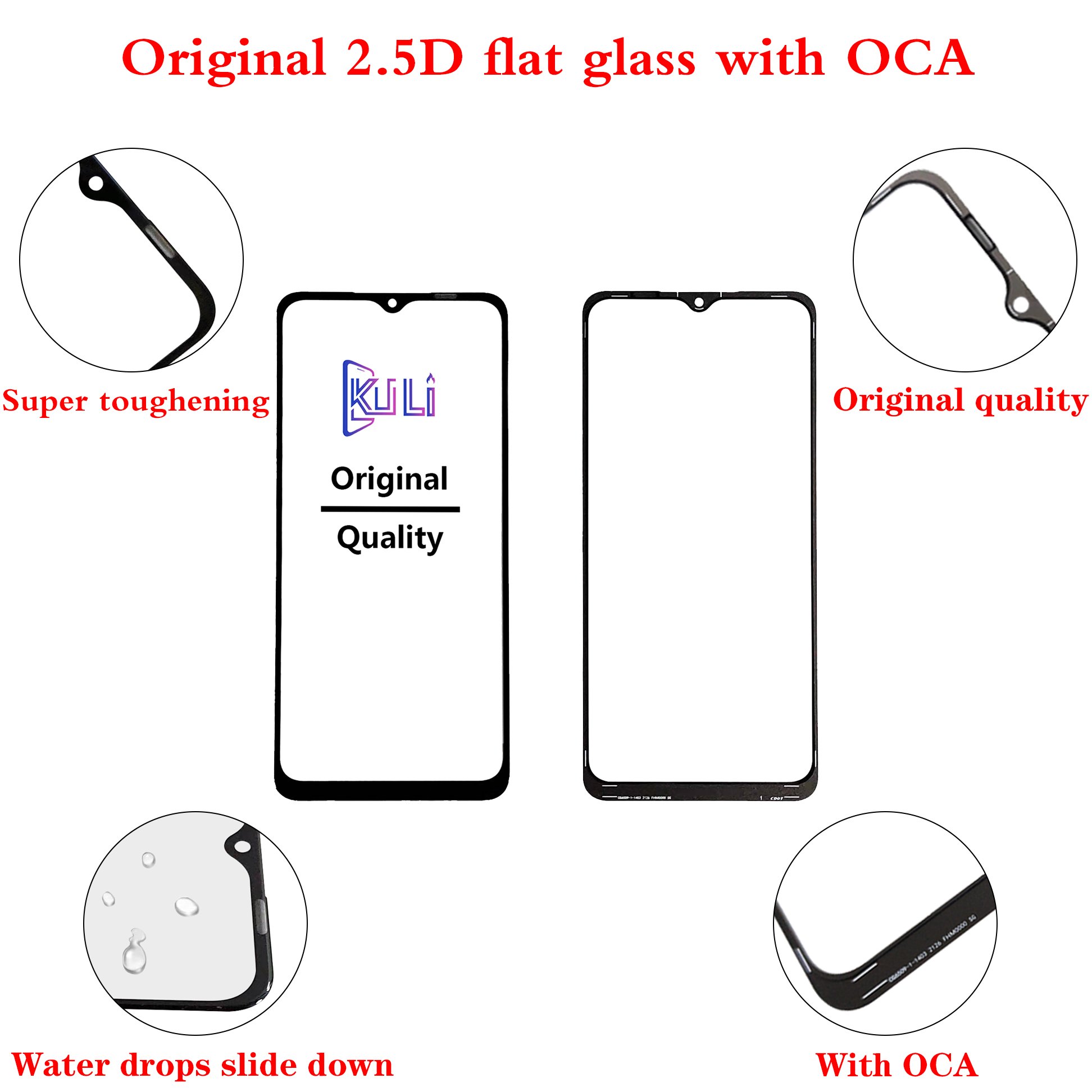 KULI Mobile Phone Parts Front Outer Glass For Samsung A10 A10S Touch Panel Front Outer Lens Lcd Glass With OCA