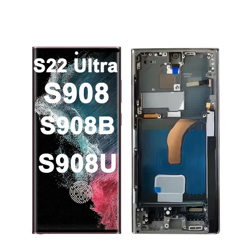 Samsung Touch Screen Panel 5G Screen Replacement LCD Display Fingerprints Frame for Samsung Galaxy S22 Ultra S908 S908B S908U