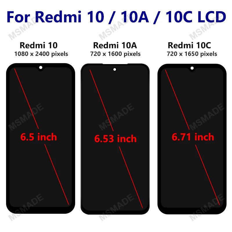For Xiaomi Redmi 10 LCD 21061119AG Display Touch Screen Digitizer For Redmi 10A 220233L2I LCD Redmi 10C 220333QL Replace Parts
