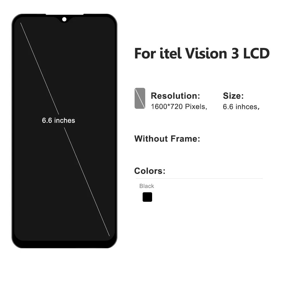 Mobile Phone LCDs for itel vision 3 S661L lcd screen replacement Pantalla para itel Vision 3 phone display touch Screen
