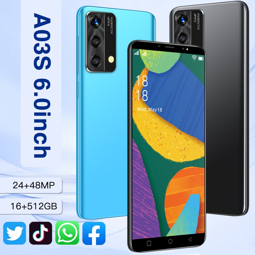 5G Smart Phone Medome 2024 New Amsung Galaxay A03S Original 16G 512G 6.0inch Mobile Phone Android Celular Telefon Feature Phone