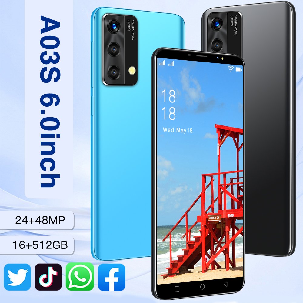 5G Smart Phone Medome 2024 New Amsung Galaxay A03S Original 16G 512G 6.0inch Mobile Phone Android Celular Telefon Feature Phone