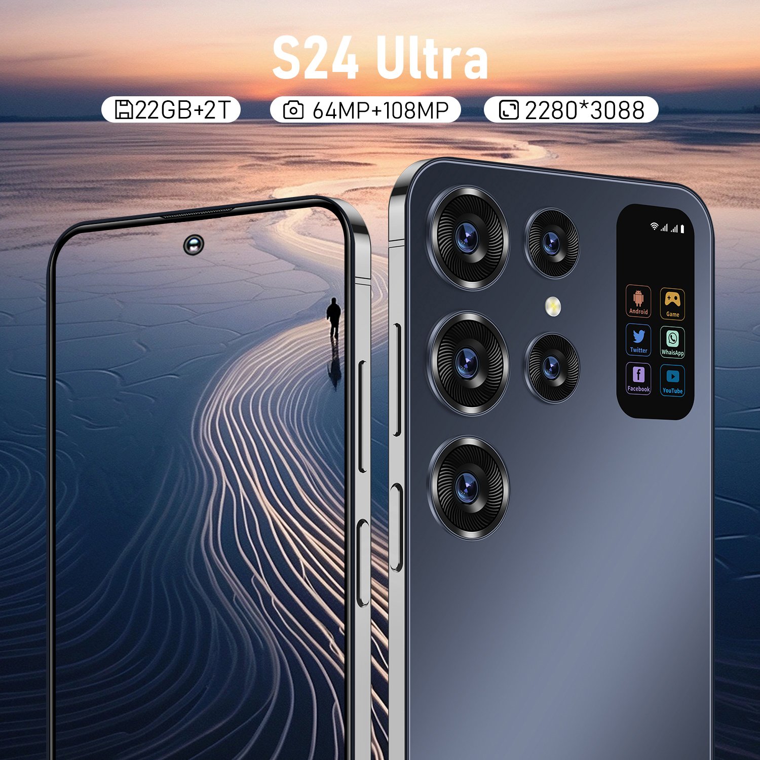 High Configuration 22+2TB for Galaxy S24 Ultra smart phone 2024 For Sansung Dual SIM Gesichts ID Smartphone unlock mobile phones
