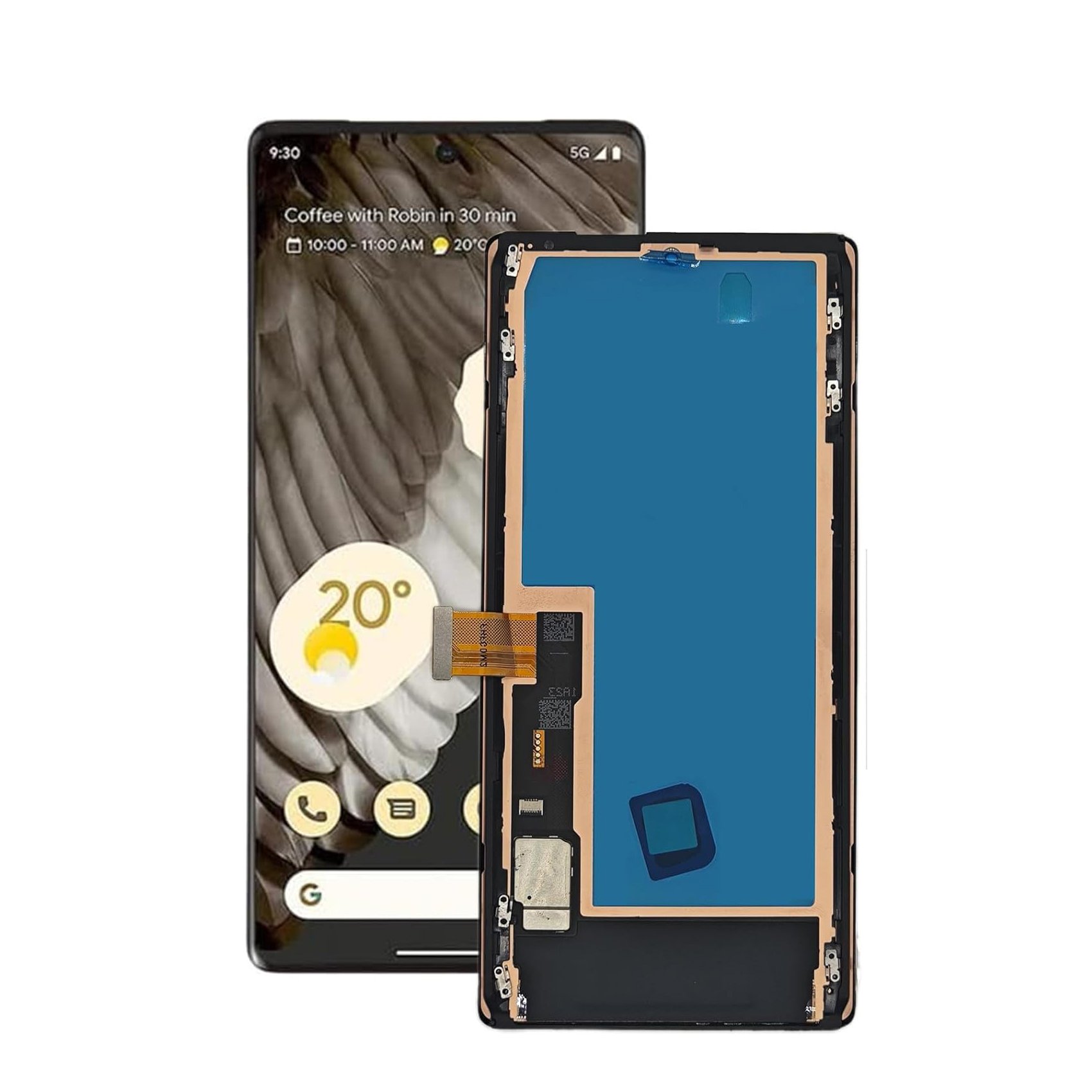 6.4'' Pixel 7 Pro AMOLED Replacement for Google Pixel 7 Pro LCD Display Digitizer GP4BC GE2AE Touch Screen Assembly with Frame