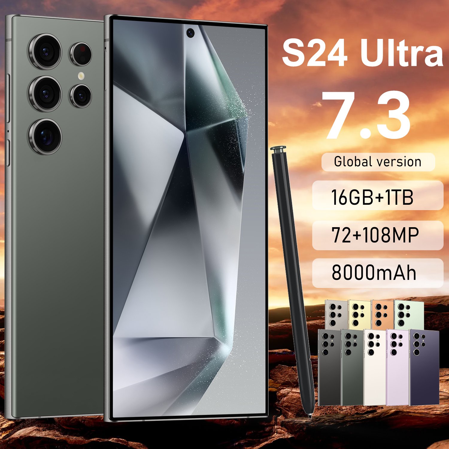 New S24 Ultra Phone Global Version 7.3 Inch Smartphone 16gb+1tb Android 13 Cellphones Smartphone Unlocked 5g Mobile Phones