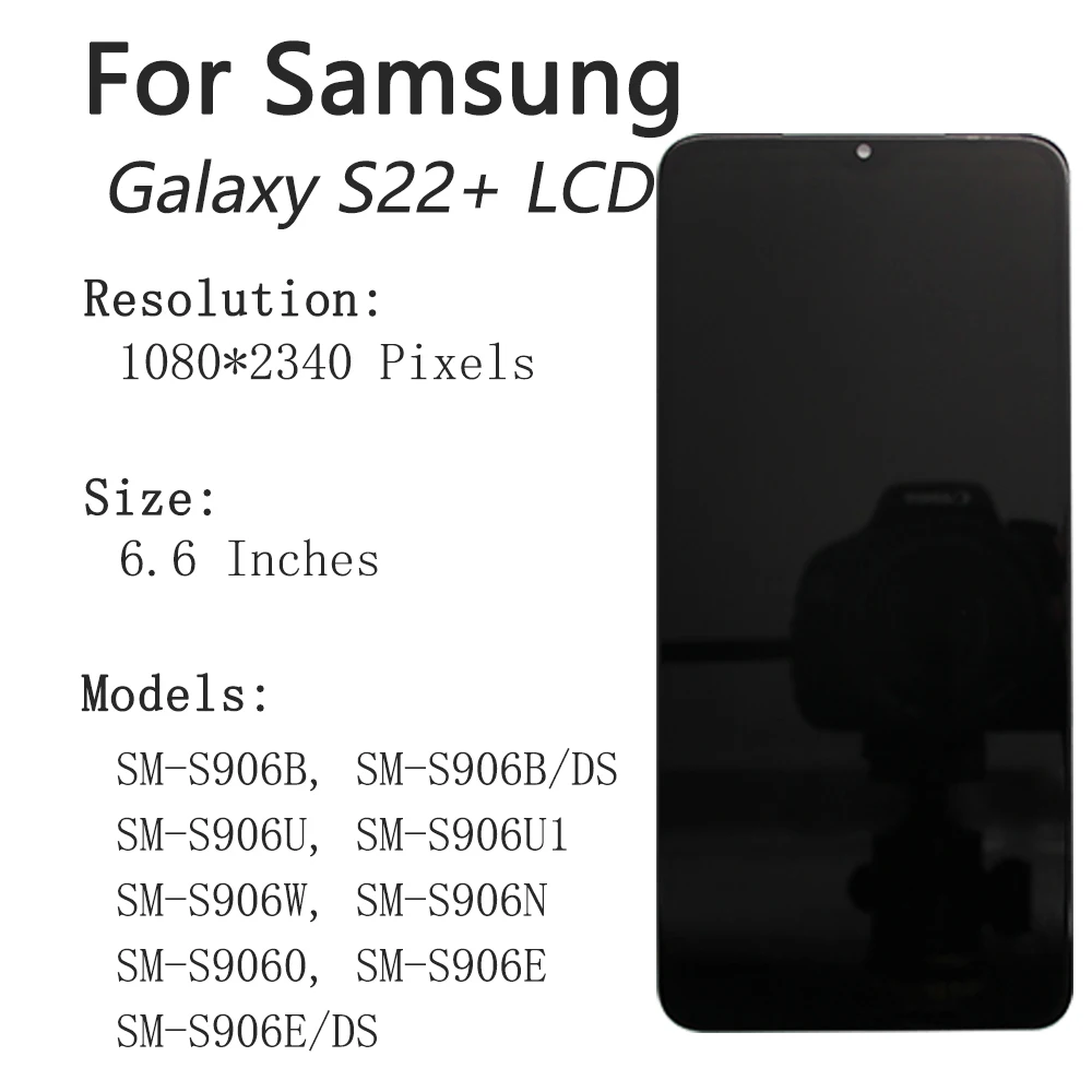 for Samsung Galaxy S22+ S22 Plus S906 6.6" OLED Tested with Frame Mobile Phone Lcds Display Touch Screen Replacement Wholesale