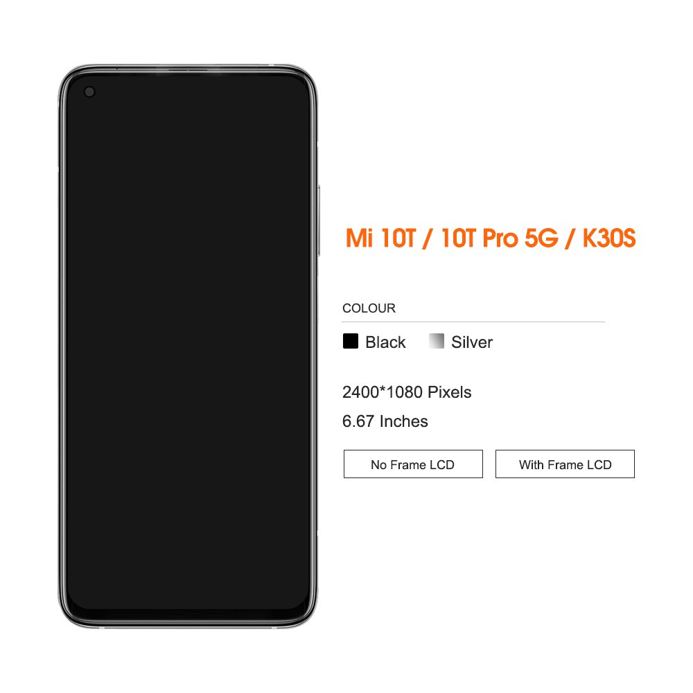 Mobile Phone lcds Display Touch Screen Digitizer Assembly for Xiaomi Mi 10T Pro 5G,lcd touch Screen With Frame For Xiaomi Mi 10T