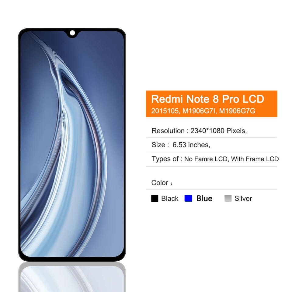 6.53 Note 8 Pro Display for Xiaomi Redmi Note 8 Pro LCD Display Touch Screen, For Redmi Note 8Pro M1906G7I LCD Display Replace