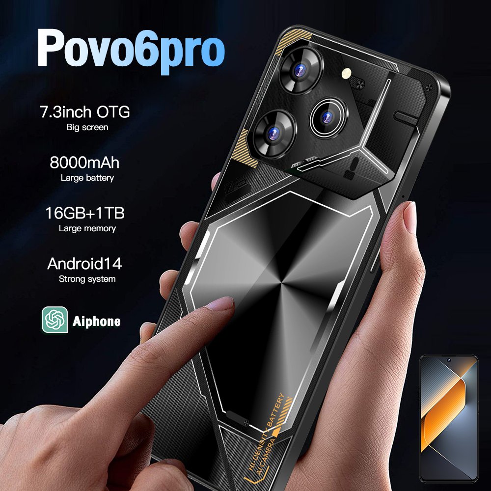 Slimoro Original Cheap Rugged Phone Mobile Phone Povo 6 Pro 1TB Smartphone Telefon Gaming i15 16 14 Mobil 5G Smartphone Celular