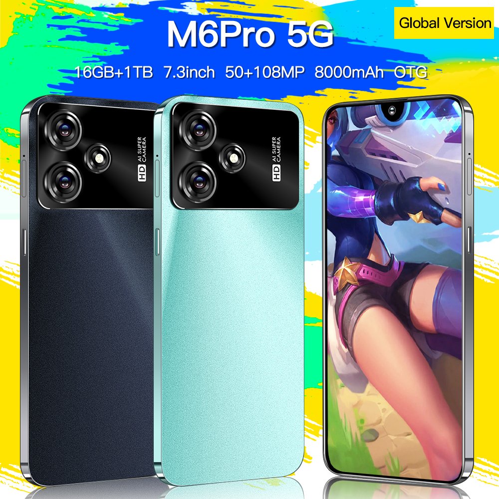 2024 Brand New 5G Smartphone Original Gaming Mobile Phone Smart Phone 16G 1T M6 Feature Phone Telephone Telefon i for 15 Pro Max