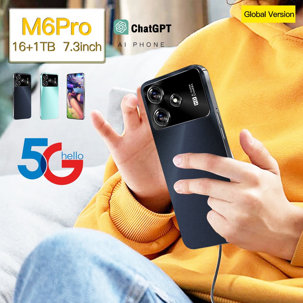 2024 Brand New 5G Smartphone Original Gaming Mobile Phone Smart Phone 16G 1T M6 Feature Phone Telephone Telefon i for 15 Pro Max
