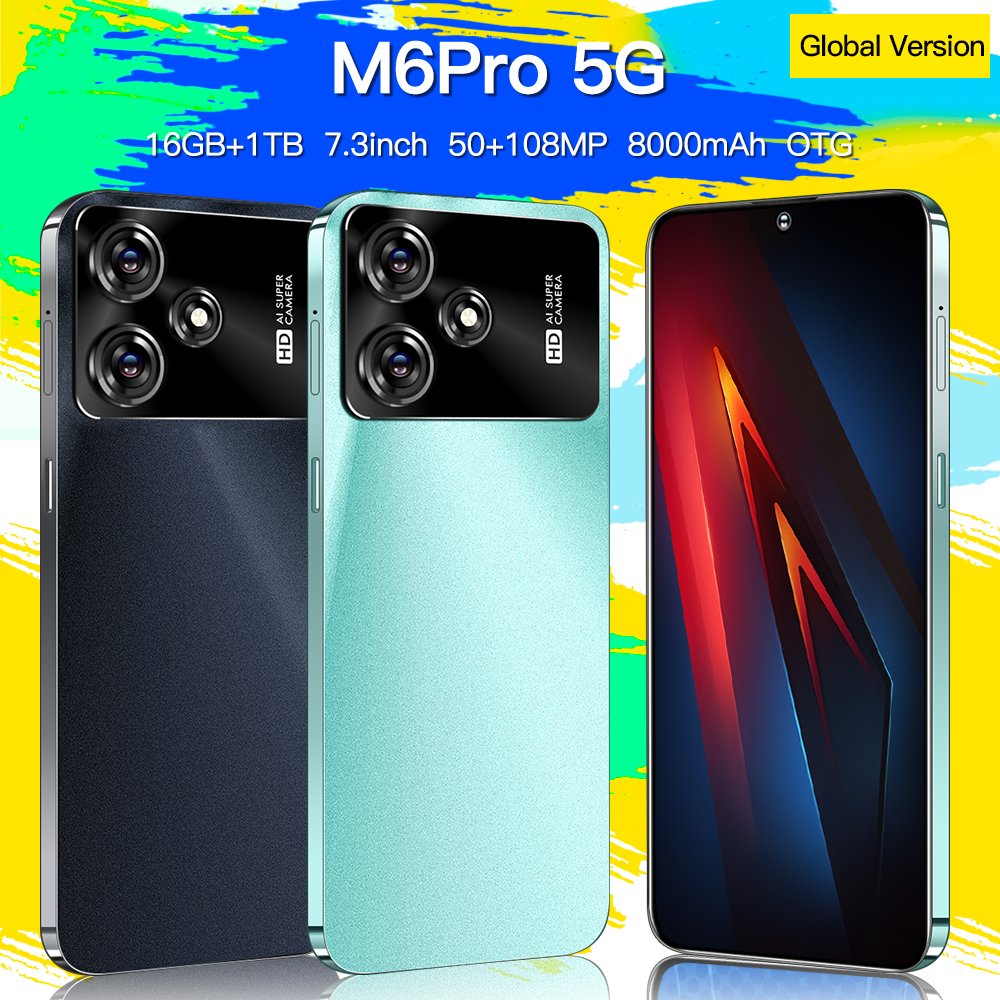 2024 Brand New 5G Smartphone Original Gaming Mobile Phone Smart Phone 16G 1T M6 Feature Phone Telephone Telefon i for 15 Pro Max