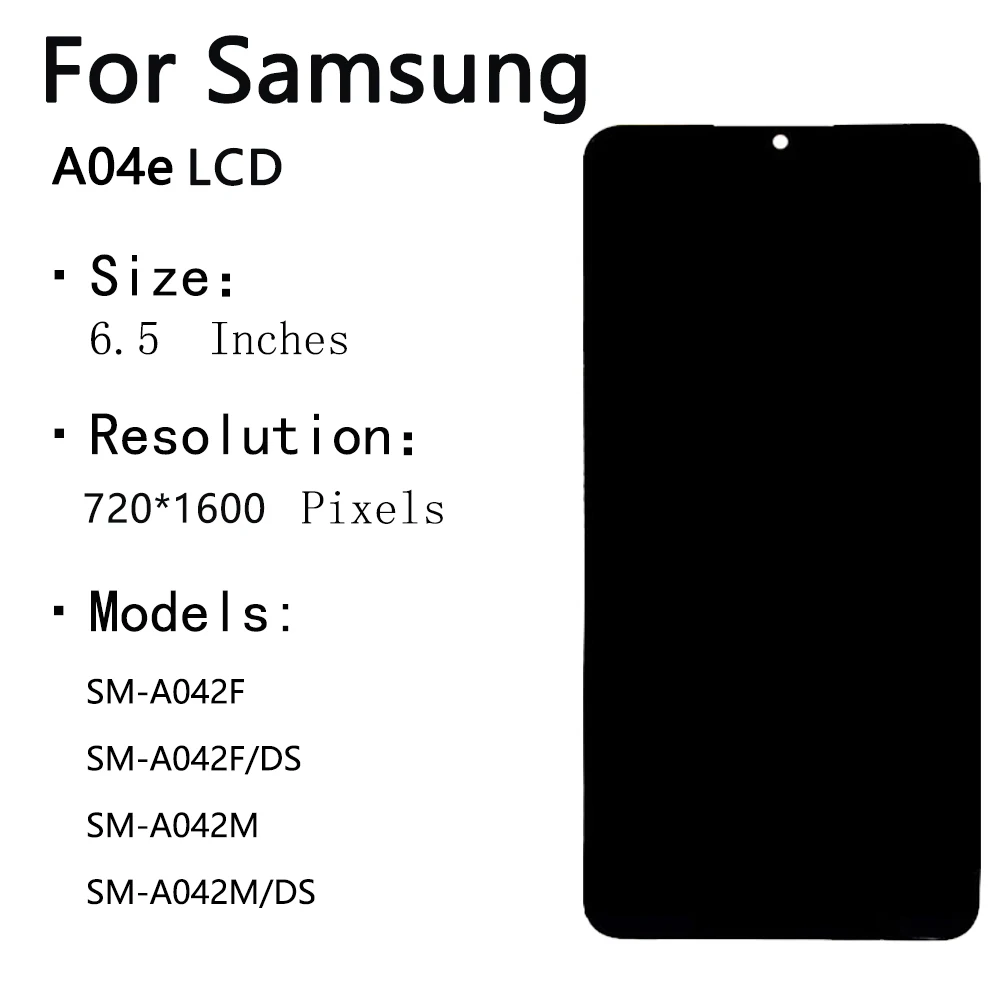 for Samsung Galaxy A04E A042 6.5" Tested with Frame Mobile Phone Lcds Display Touch Screen Replacement Factory Wholesale