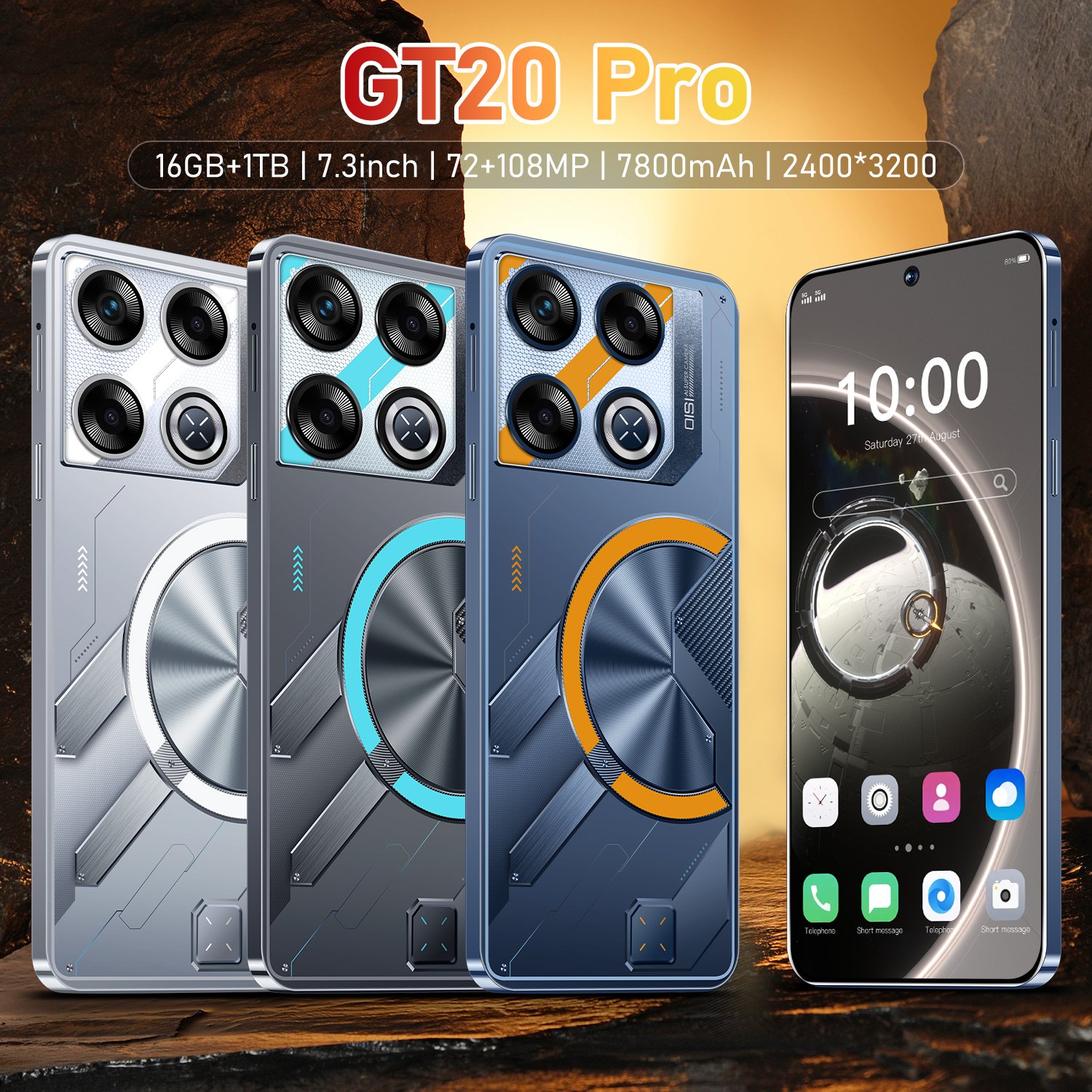 HX 2024 New Version Gt20 Pro Smartphones Octa Core 6gb+128 6.8inch Fhd 16mp Camera Android Mobile Phone