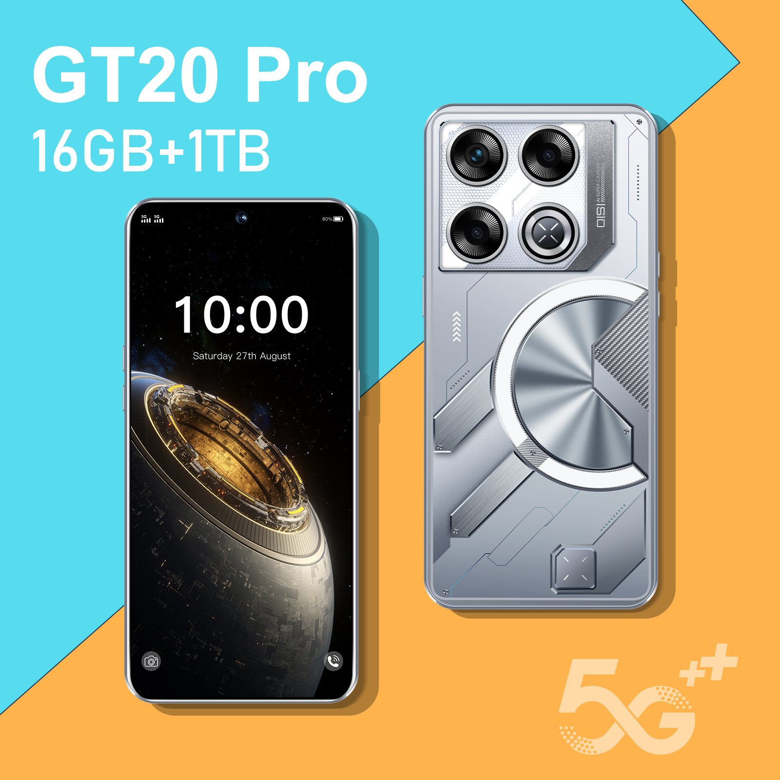 HX 2024 New Version Gt20 Pro Smartphones Octa Core 6gb+128 6.8inch Fhd 16mp Camera Android Mobile Phone
