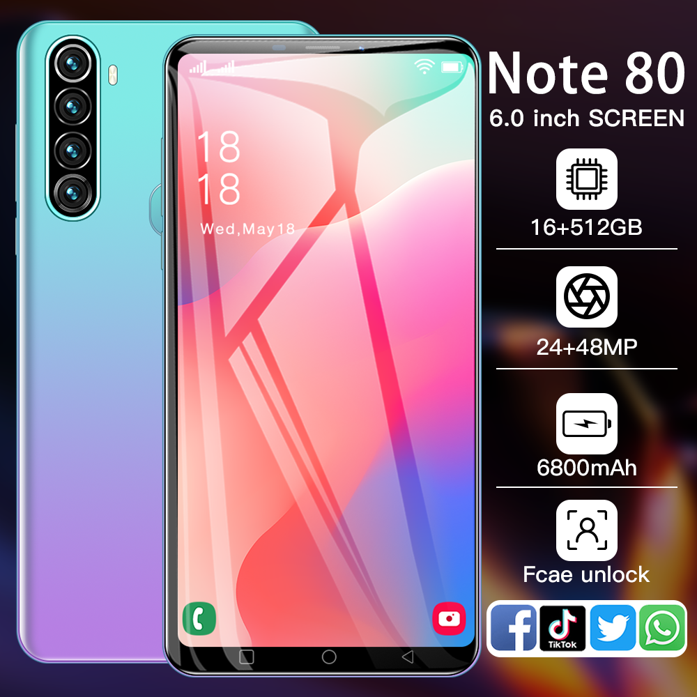 5G Smart Phone Medome Brand New Amsung Galaxay Note 80 Original 16G 512G 6.0inch Mobile Phone Android Celular Telefon Low Price