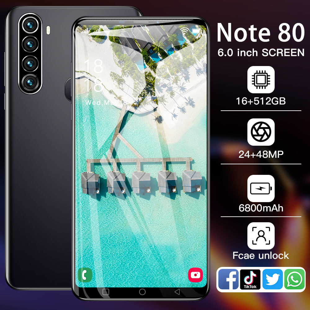 5G Smart Phone Medome Brand New Amsung Galaxay Note 80 Original 16G 512G 6.0inch Mobile Phone Android Celular Telefon Low Price