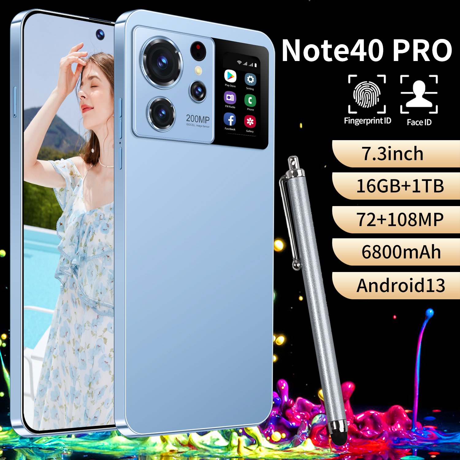 Note 40pro and 12+512gb android mobile phones car stand camera lenses unbreakable phone