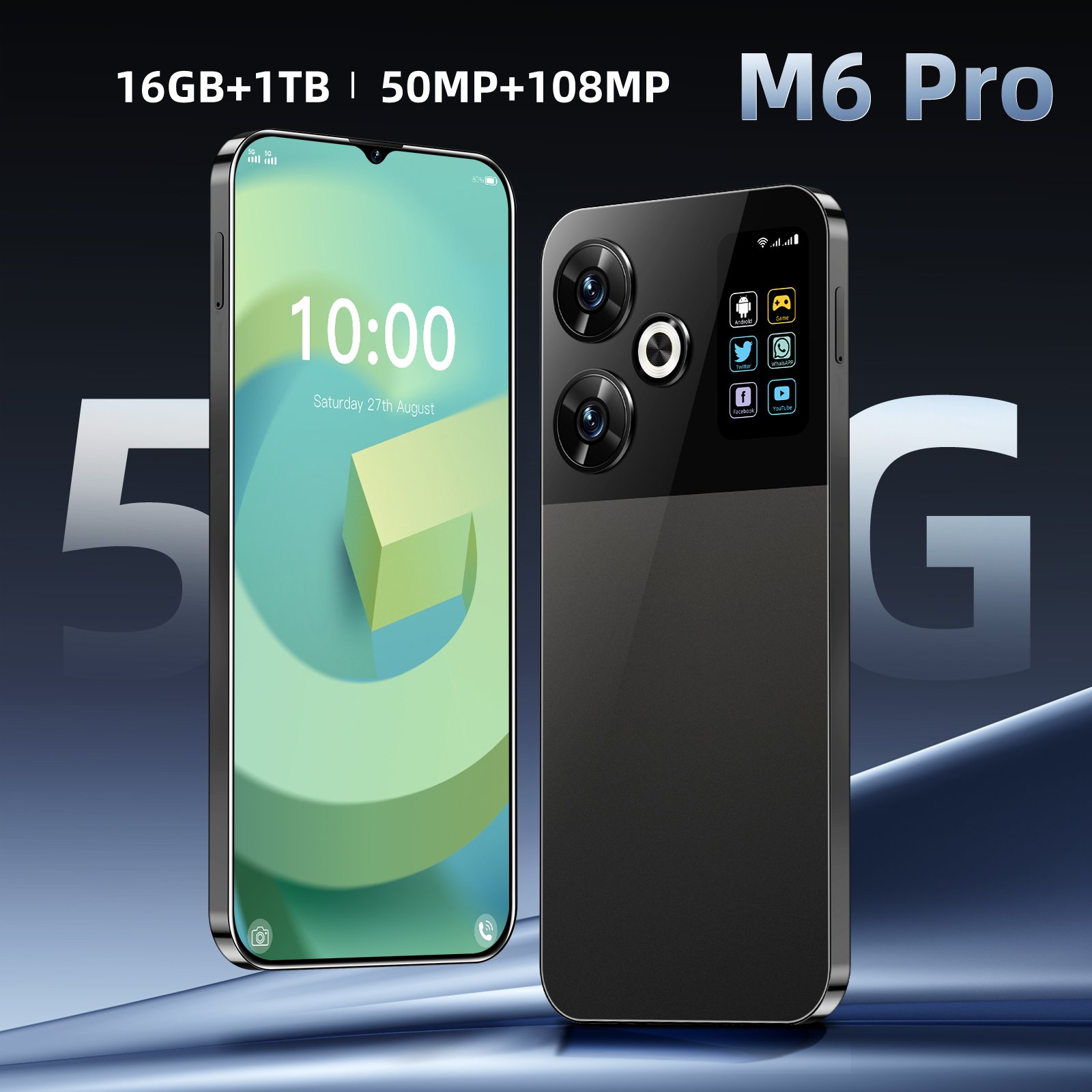 Top Sales M6 Pro smartphone smart phone 16GB+1TB Storage 7.3 inch Display 10-Core Dual SIM Full Screen Android mobile phone