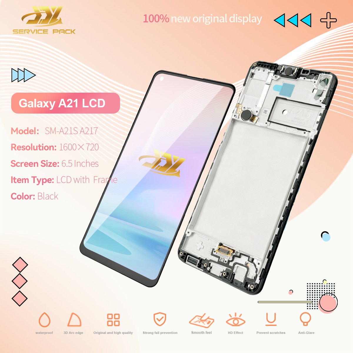 Wholesale Brand New for Samsung for Galaxy A21S LCD Screen Display A217 with Frame Mobile Phone LCDs