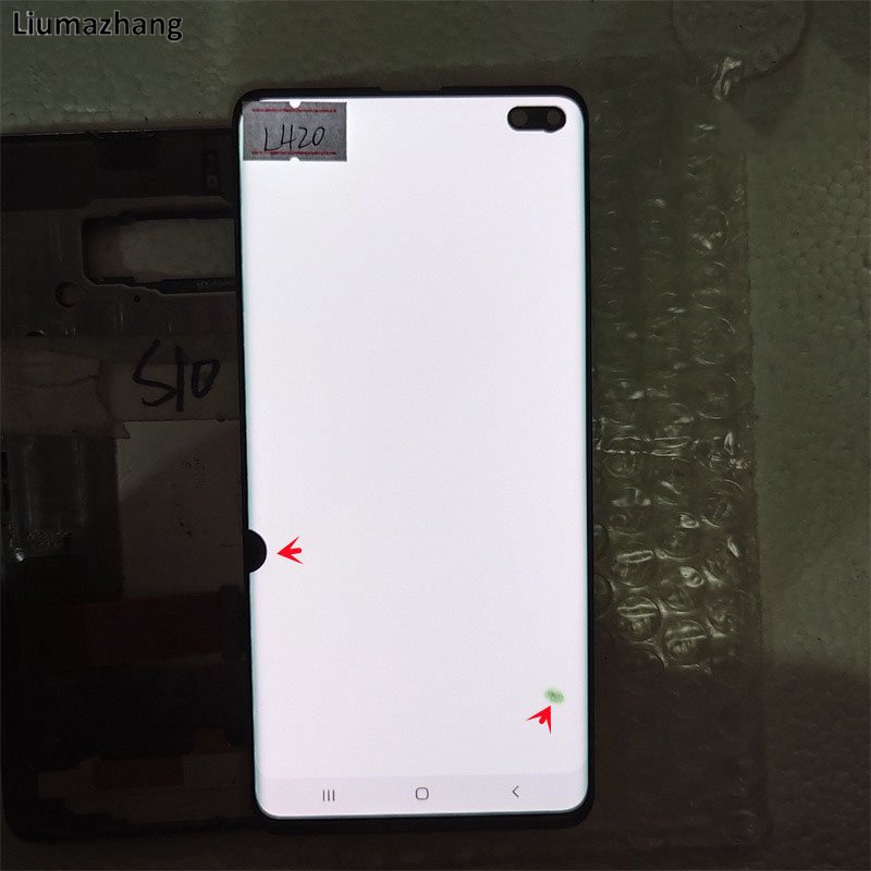Original AMLODE Mobile Phone LCDS For Samsung Galaxy S10 Plus G975U G975F G975B Display Touch Screen Assembly With black Dots