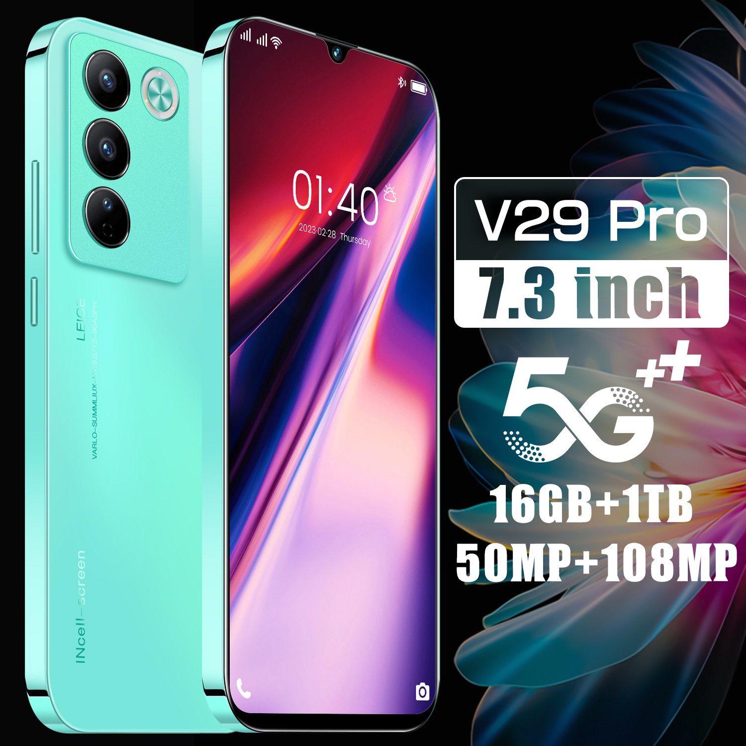 7.3 Inch wholesale Android Cheap Land Line mobile phone phones Original V29 pro 5g Smartphone 16GB+1TB telephone