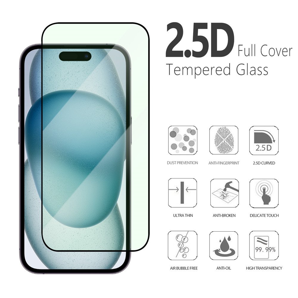 Vmax 2.5D Silkprint Anti Blue Ray Light Tempered Glass For IPhone 15 14 13 12 11 Pro Max Mobile Phone Screen Protector