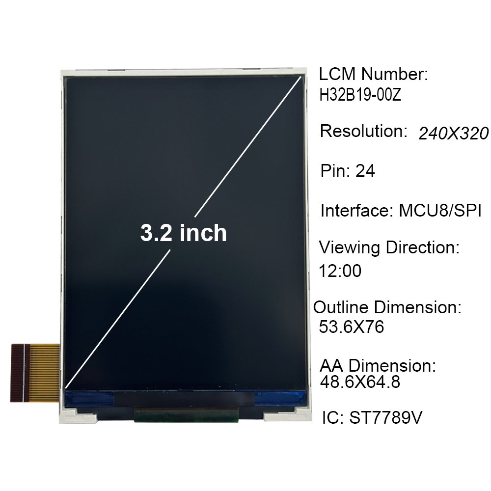 Custom 3.2 Inch TFT SPI LCD Panel MCU Interface Screen ST7789V Display Modules