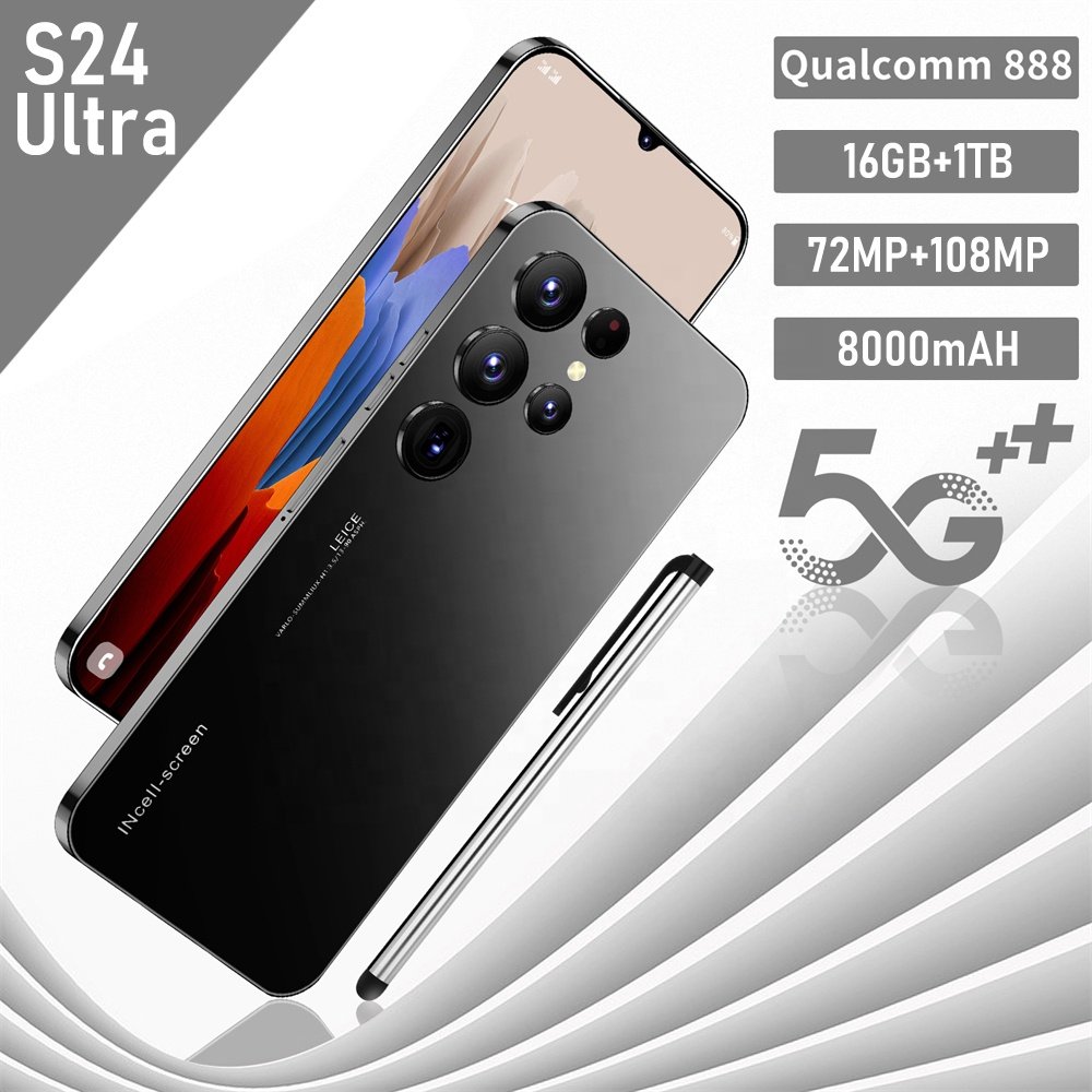Smartphone wholesale Hot sale 5G S24 Ultra 7.3 inch 16GB+1TB Android 13 Mobile Phone Original High quality Cellphone