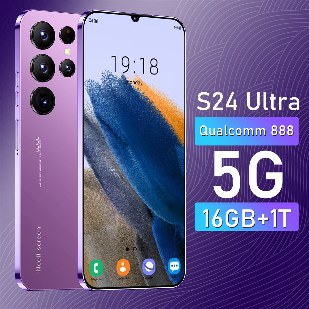Smartphone wholesale Hot sale 5G S24 Ultra 7.3 inch 16GB+1TB Android 13 Mobile Phone Original High quality Cellphone