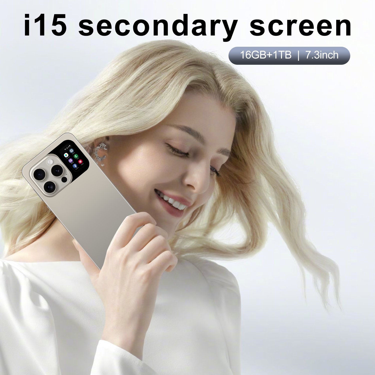 S15 Smart Mobile Phone 16GB RAM 512GB ROM Latest Android Smartphone with True Punchhole Secondary Screen