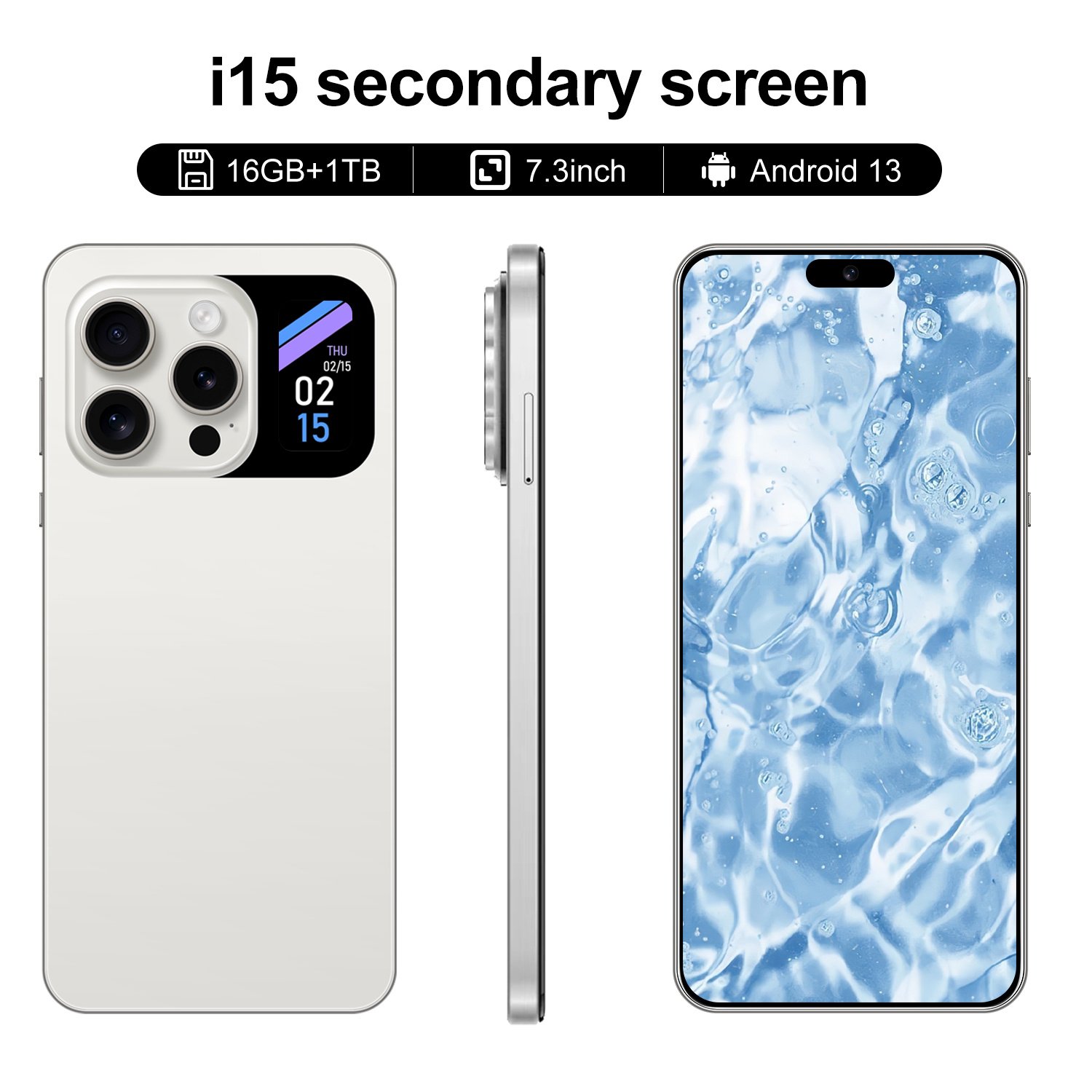 S15 Smart Mobile Phone 16GB RAM 512GB ROM Latest Android Smartphone with True Punchhole Secondary Screen