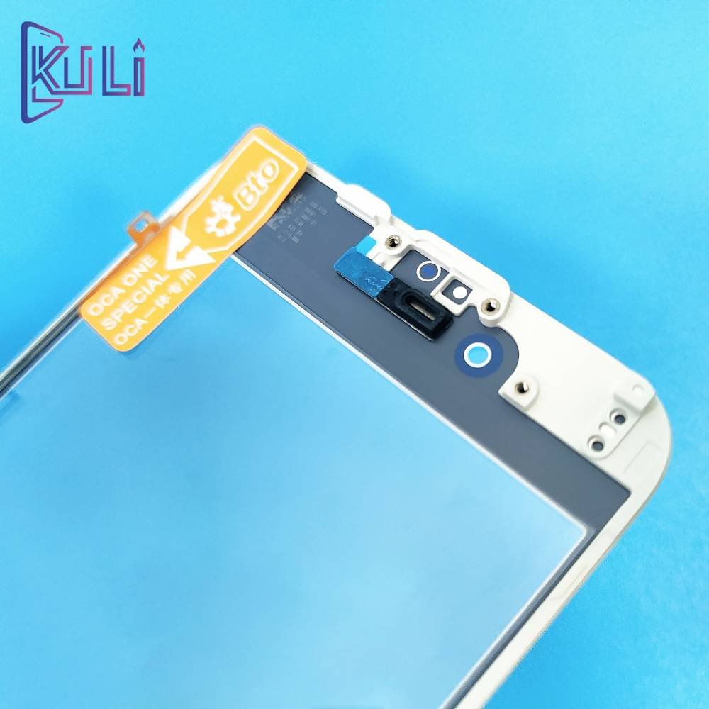 KULI OEM original factory price mobile LCD touch screen replacement for iPhone 7 7+ 7P 3 in 1 outer glass lens with OCA frame
