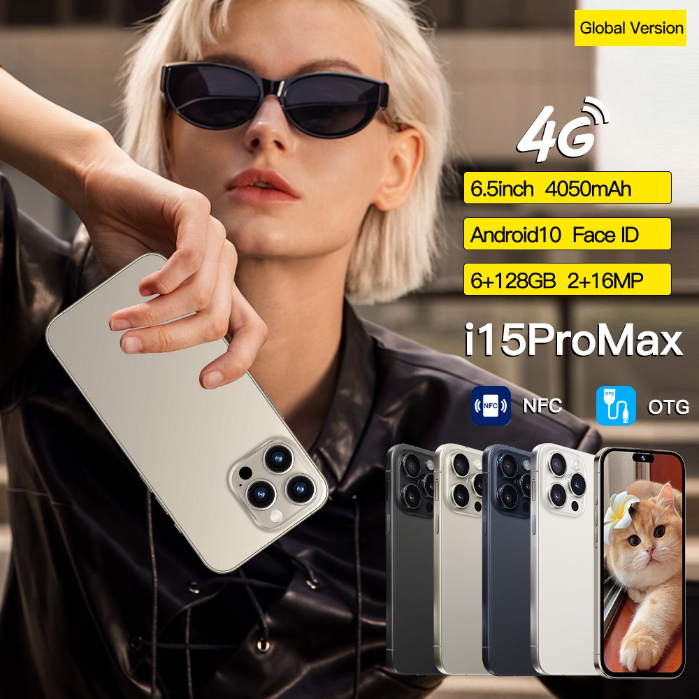 Original 5G Mobile Phone Smartphone i For Phone 15 Pro Max Cell Phone Smartphone Gaming i14 i13 Android Feature Slimoro Telefone